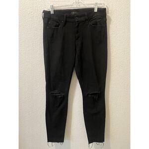 Mother Looker Ankle Fray Jeans Womens 28 Stretch Denim Black